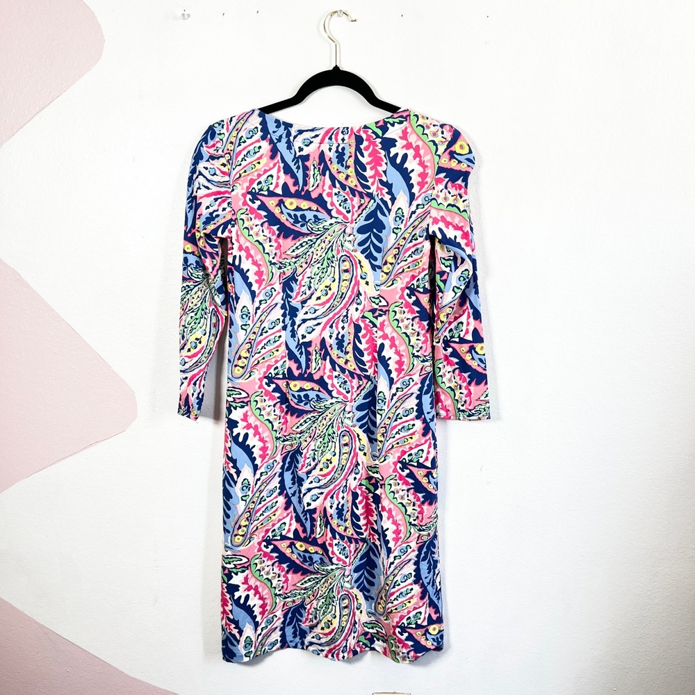 Talbots Shift Dress Womens XS Botanical Paisley Vacation Coastal - Picture 3 of 7